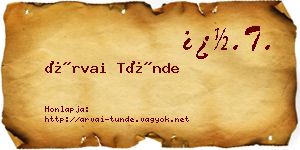 Árvai Tünde névjegykártya